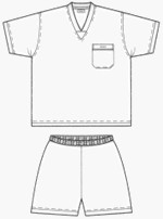 JOCKEY - V-Pyjama, Halbarm, Oberteil mit V-Ausschnitt, kurze Hose